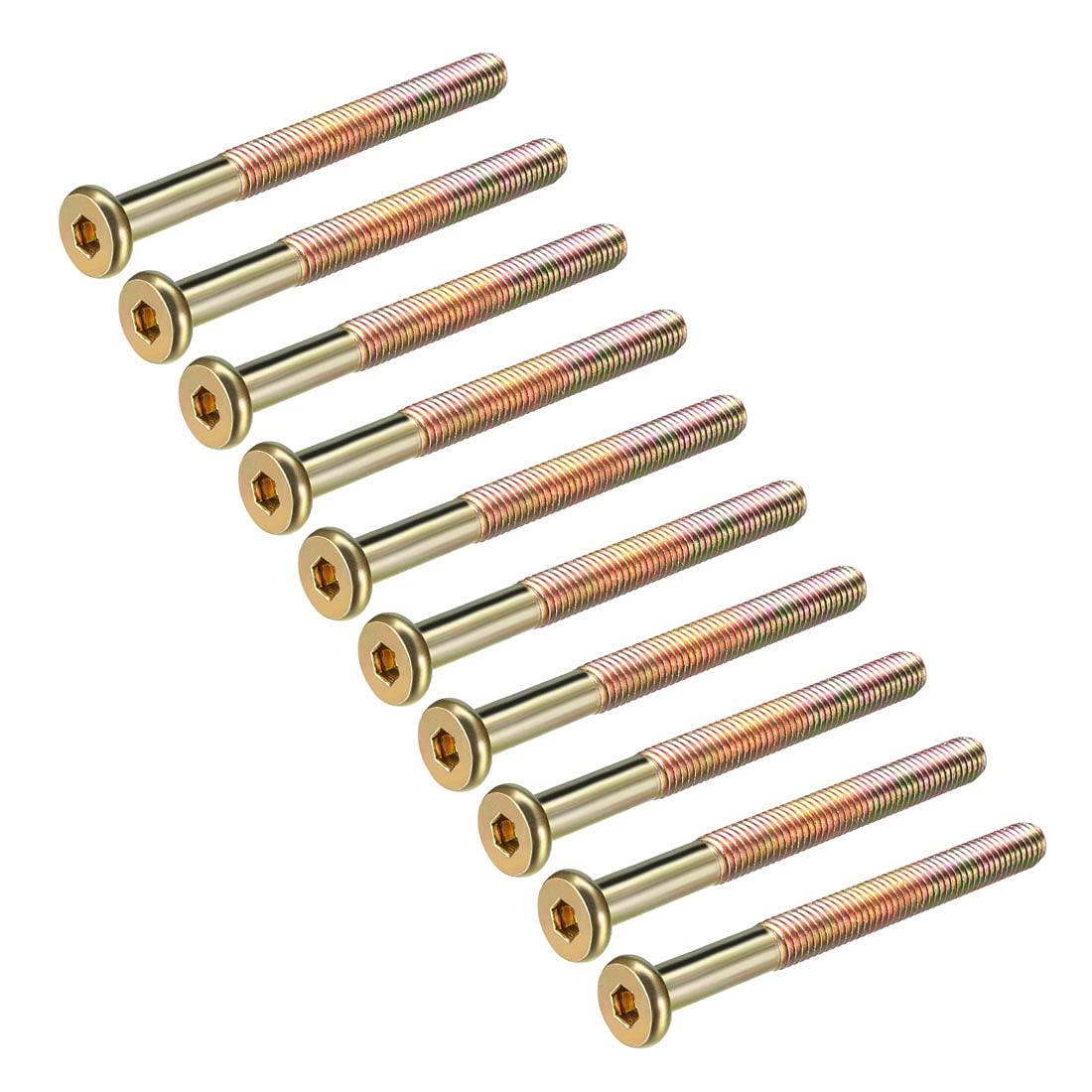 sourcing map M8x80mm Furniture Screw Hex Socket Machine Screws Zinc Plated Fasteners Bolts Half Thread Carbon Steel 10Pcs