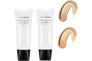 HICASSANI Perbella Cc Cream Self Adjusting for Mature Skin,Perbella Cc Cream for Older Women,Color Correcting Moisturizing Make-up Base Foundation, Skin Tone Adjusting CC Cream SPF 50-NATURE+IVORY (2PCS)