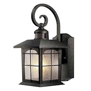 Home Decorators Brimfield Aged Iron Motion-Sensing Outdoor Wall Lantern 592082