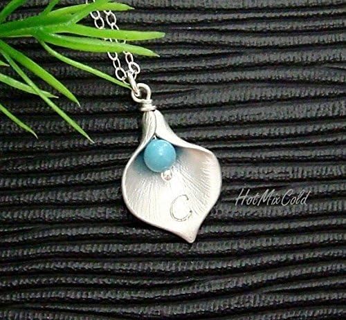 HotMixColdCalla Lily Necklace, Swarovski White Pearl, Dainty Sterling silver necklace, bridesmaid gifts, flower girl, birthday gift
