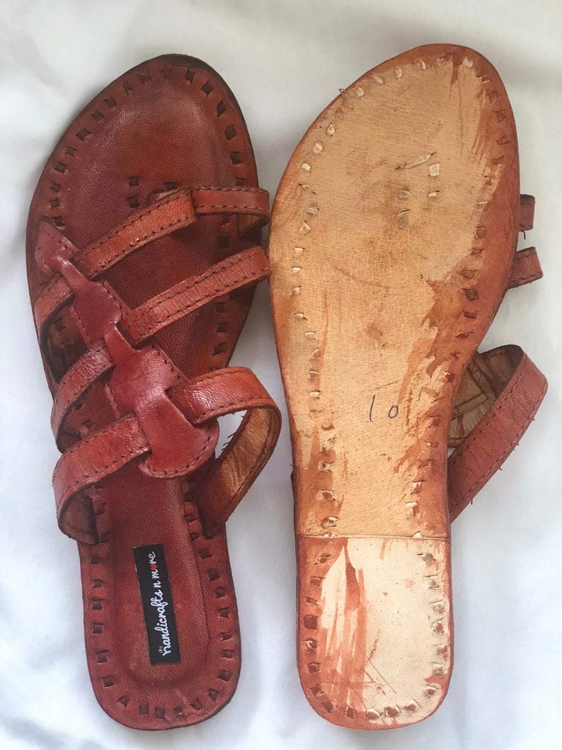 leather slip on sandals