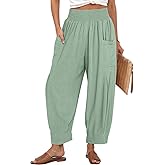 TARSE Women Linen Boho Pants Summer Casual Loose High Waist Cargo Lounge Harem Pant 2025 Beach Travel Vacation Outfits