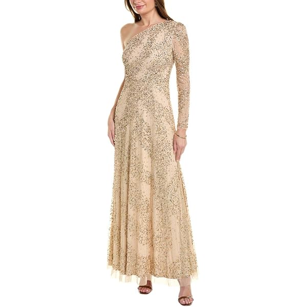 Amazon.com: Aidan Mattox by Adrianna Papell Women's Fully Beaded One  Shoulder Gown, Royal Sapphire : Clothing, Shoes & Jewelry