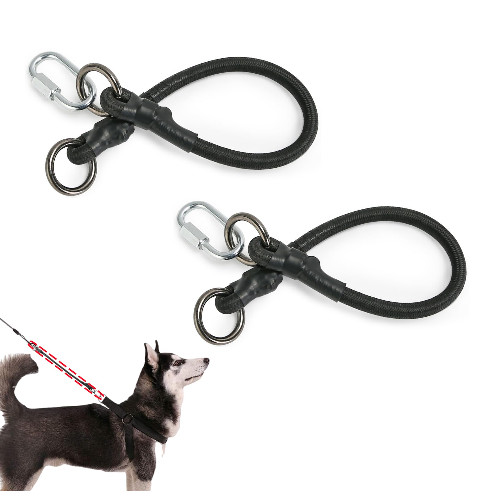 2 PCS Dog Leash Extension Chew Proof Heavy Duty Extender Attachment - Connect Compatible With All Collars & Leashes for Small Medium and Large Dogs