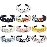 TOBATOBA Knotted Headbands for Women, 10 Pack Floral Bow Knot Twist Turban Headbands - Wide, No Slip Diademas Para Mujer De Moda