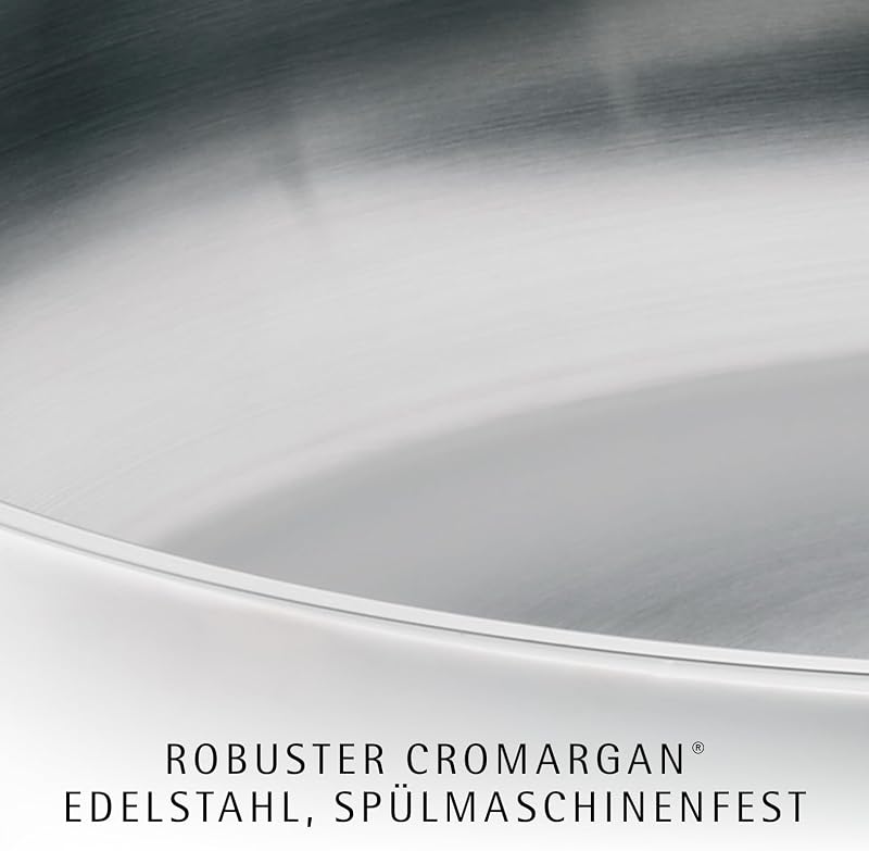 Profi Edelstahlpfanne 20 cm, Bratpfanne Induktion, unbeschichtet, spülmaschinengeeignet, backofenfest bis 250 Grad, für alle Herdarten geeignet, für hohe Temperaturen, tropffrei, ergonomisch