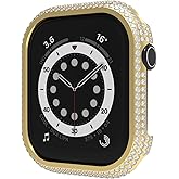 HJINVIGOUR Compatible with Apple Watch Bling Cover Series 11 10,Sparkling Rhinestone Diamond Case Bezel Metal Bumper for iWatch S11 S10 46mm,Gold