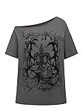 RoseSeek Women's Off The Shoulder Tops Graphic Goth