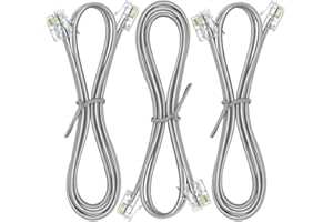 NECABLES 3Pack Phone Cord 1ft Telephone Cord Phone Line Cord RJ11 6P4C Male to Male for Landline Phone and Fax - 1 Foot