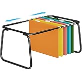 Marbrasse Hanging File Folder Frame, Adjustable Letter Size File Holder 16-25 Inches, Metal File Cabinet Rails for Office, Home, School, Black