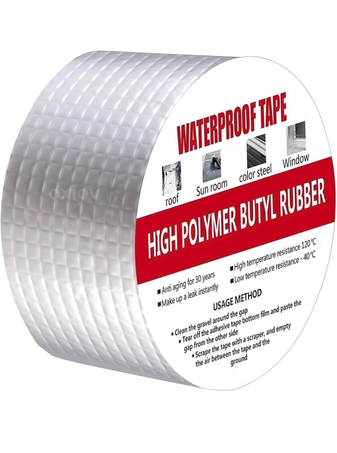 Waterproof Tape, 50mm(W) x 5M(L) Butyl Tape, Waterproof Tape for Leaks and Outdoor Use, Flashing Tape for Roof Sealant, Roof Repair Tape for Repairing Roof Crack, Gutter Repair