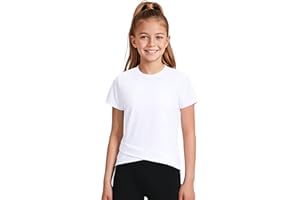 JOCMIC Girls Athletic Shirts Short Sleeve, Quick Dry Tshirt Fitted Tops for Cheer Dance Tennis