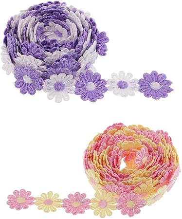 Amazon レースリボン 刺繍トリムリボン 花柄リボン レーストリム 装飾リボン 結婚式 デコレーション 2個入り リボン 通販