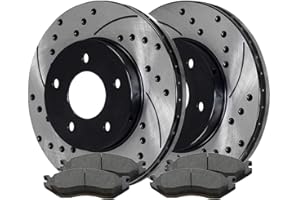 AUTO SHACK AutoShack Front Drilled and Slotted Brake Kit Rotors Black and Ceramic Pads Pair of 2 Driver and Passenger Side Replacement for 2002-2005 Dodge Ram 1500 2004-2006 Durango V8 4WD RWD SCDPR6300763007966