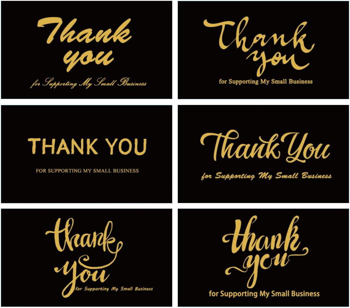 120 Pieces Black Gold Thank You for Supporting My Small