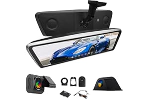 NikoMaku Real OEM Rear View Mirror Camera with Detached Front Lens, Mirror Dash Cam 10" Full Touch Screen for Car, 2K Zoom, IMX 307 HDR, STARVIS Night Vision, Built-in GPS, ASX II V2.0