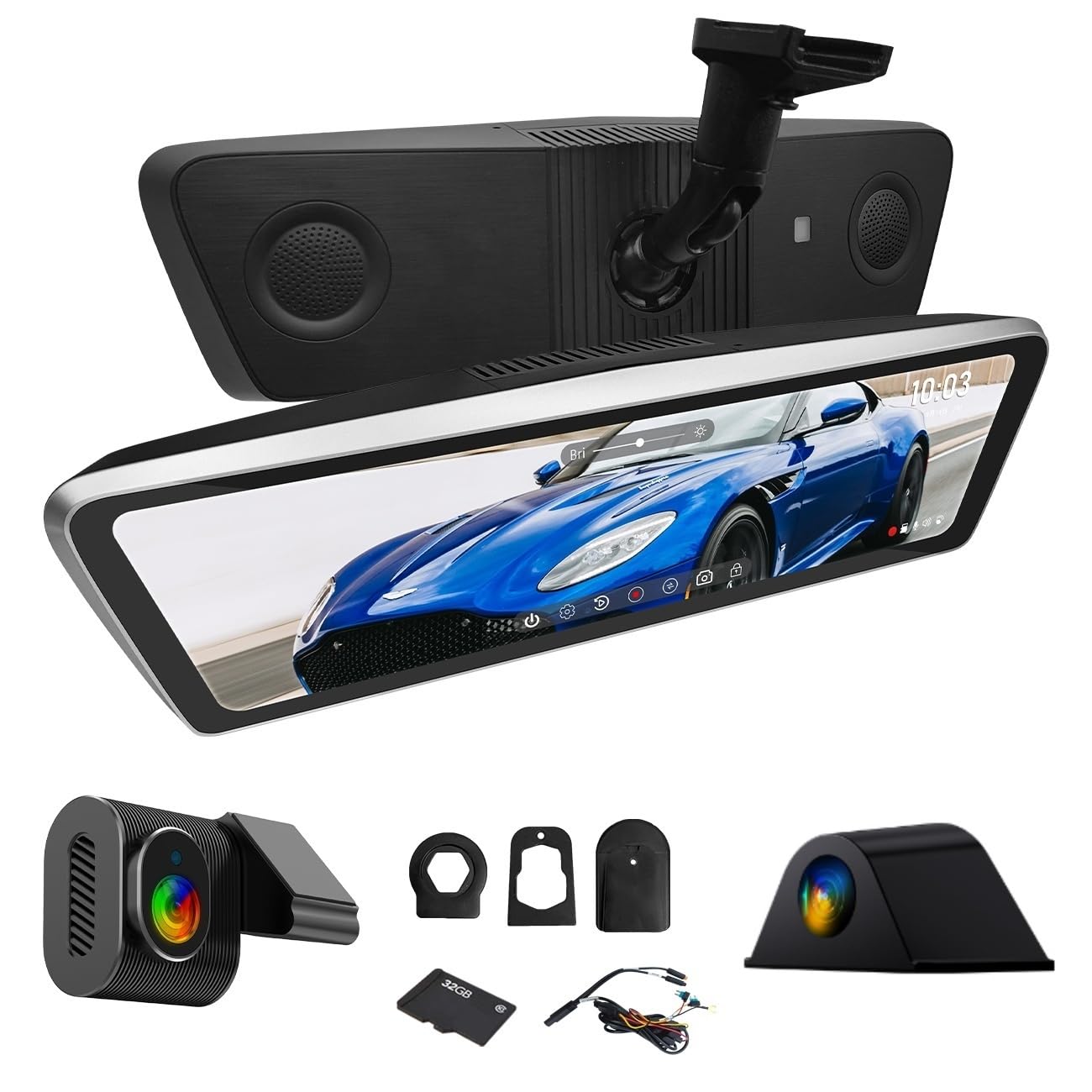 Photo 1 of NikoMaku Real OEM Rear View Mirror Camera with Detached Front Lens, Mirror Dash Cam 10" Full Touch Screen for Car, 2K Zoom, IMX 307 HDR, STARVIS Night Vision, Built-in GPS, ASX II V2.0