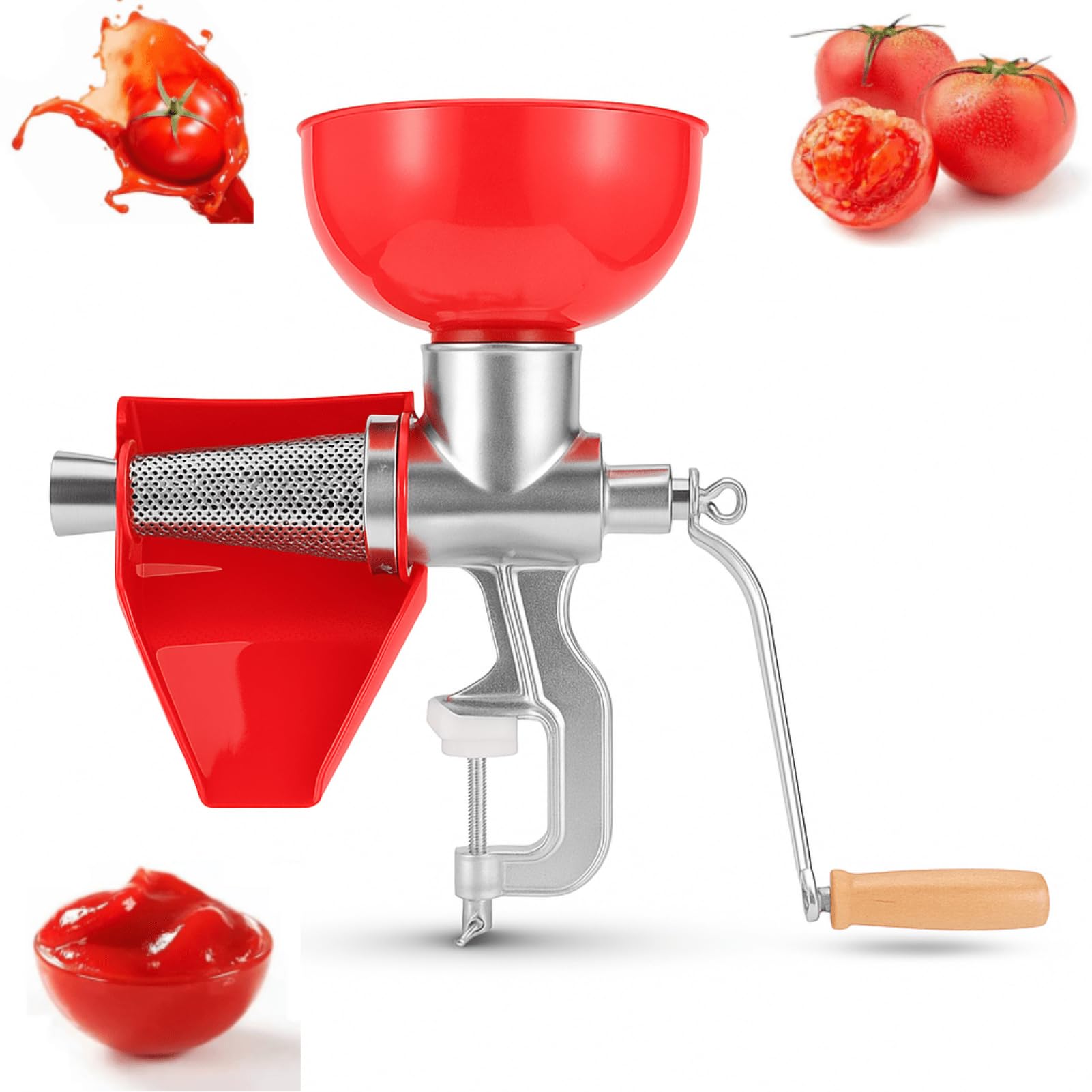 Oumefar Manual Juicer, Aluminum Alloy Hand Crank Juicer Heavy Duty Metal Juicer Wheatgrass Juicer Extraction Tool for Fruit Tomato Lemon Orange Vegetables Leafy Green, Kitchen Tool