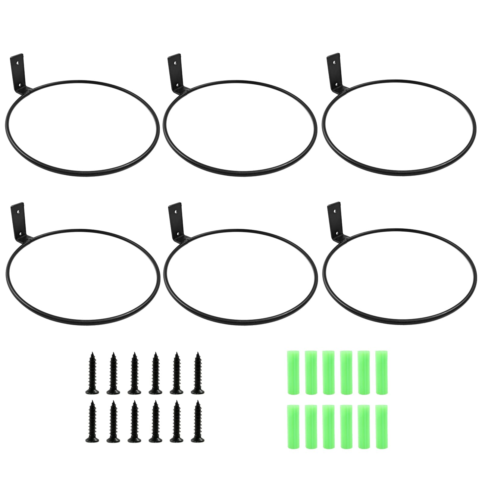 Photo 1 of Dijedev 6 Pack 8 inch Flower Pot Holder Ring Wall Mounted, Metal Planter Hanger, Flower Pot Hangers, Matte Black Hanging Plant Holder for Home, Garden, Indoor, Outdoor