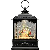 AOMIL Christmas Snow Globes Lantern with Music & Timer - USB/Battery Operated LED Glittering Globe Lantern, Snow Globe Decoration for Home Holiday Decor (Snowman)