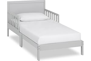 Dream On Me Brookside Wooden Toddler Bed in Pebble Grey, Greenguard Gold & JPMA Certified, Kids Bed with Safety Rails, Low-to-Floor Design, Non-Toxic Pinewood Finish