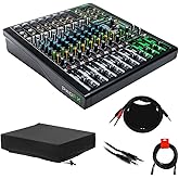 Mackie ProFX12v3 12-Channel Sound Reinforcement Mixer with Built-In FX Bundle with Gator GMC-2222 Stretchy Mixer Dust Cover, 10ft Stereo Breakout Cable, 5' Stereo Phone Cable, and XLR-XLR Cable