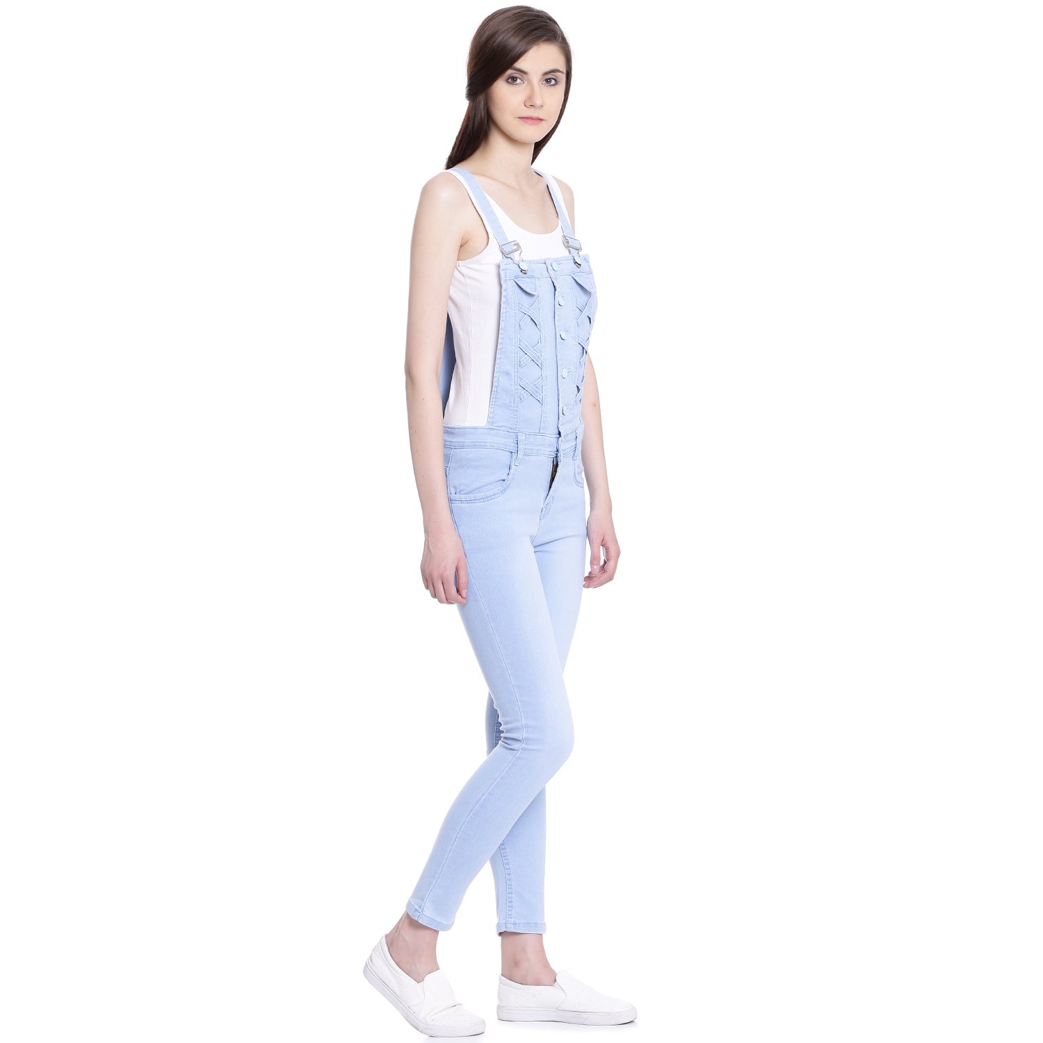 broadstar women denim ice blue dungaree
