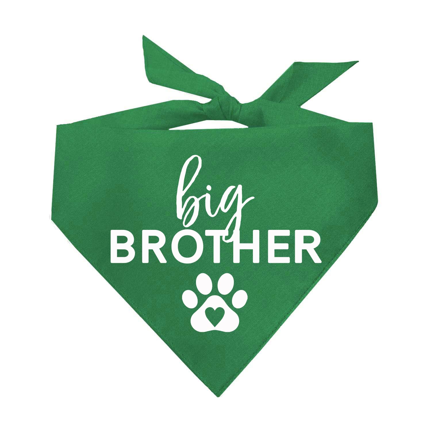 Big Brother with Heart Paw Baby Announcement Dog Bandana (Green, OS 87)
