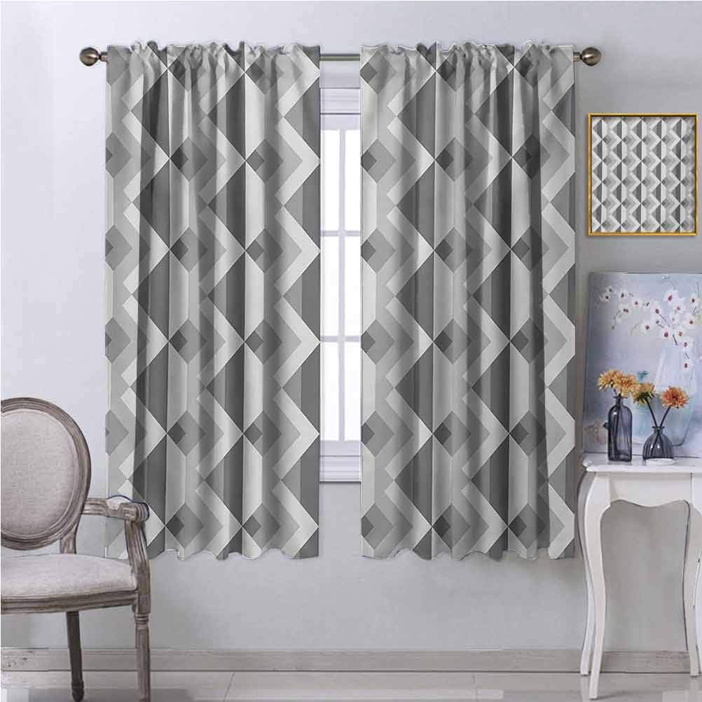 ScottDecor Grey Kitchen Curtains Triangles with Parallel Lines in Dark