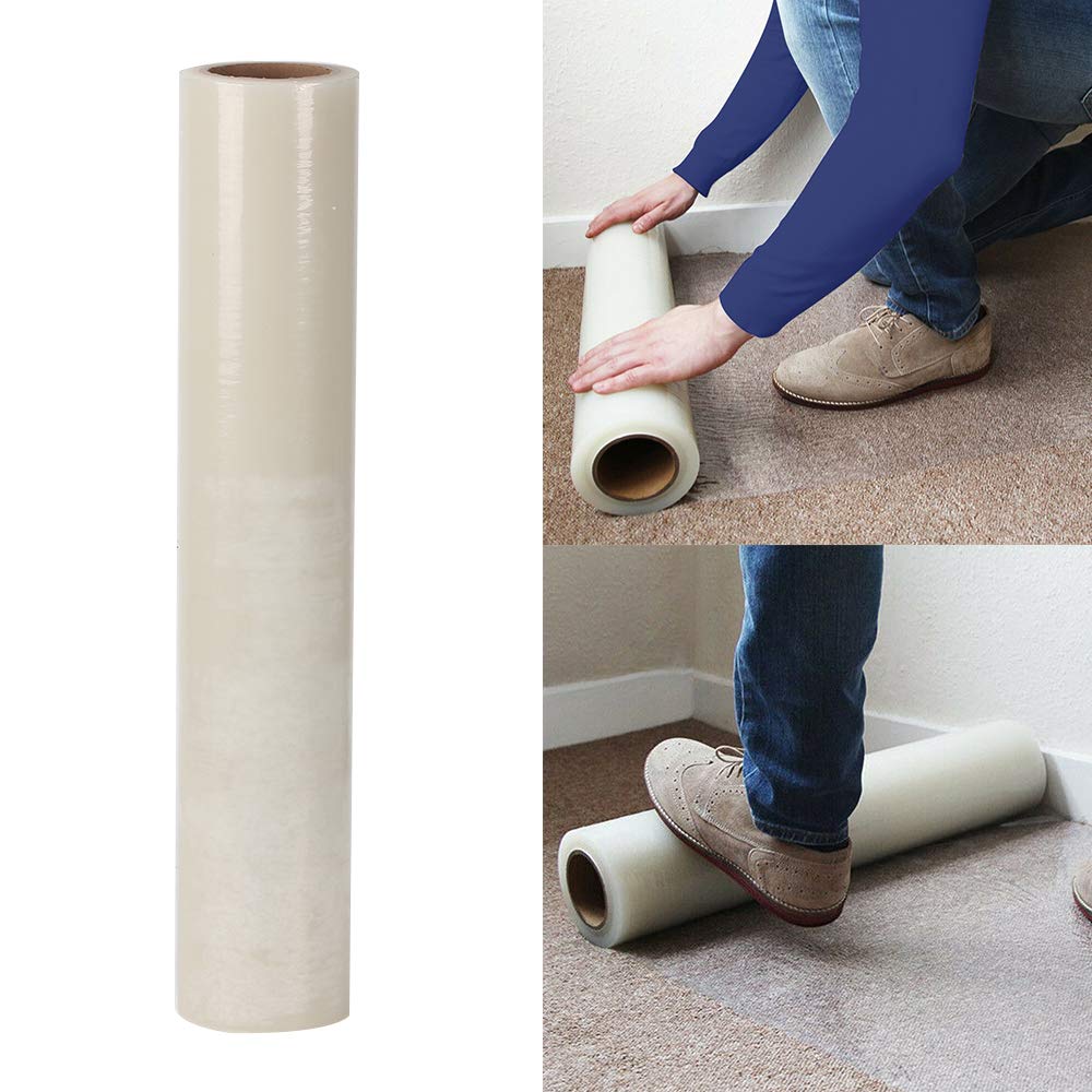 Queiting Carpet Protector Roll 60cmx100m Floor Protector Film Self Adhesive Clear Carpet Protection Film Protect Carpet for Paint for Surface Dust Water Resistant