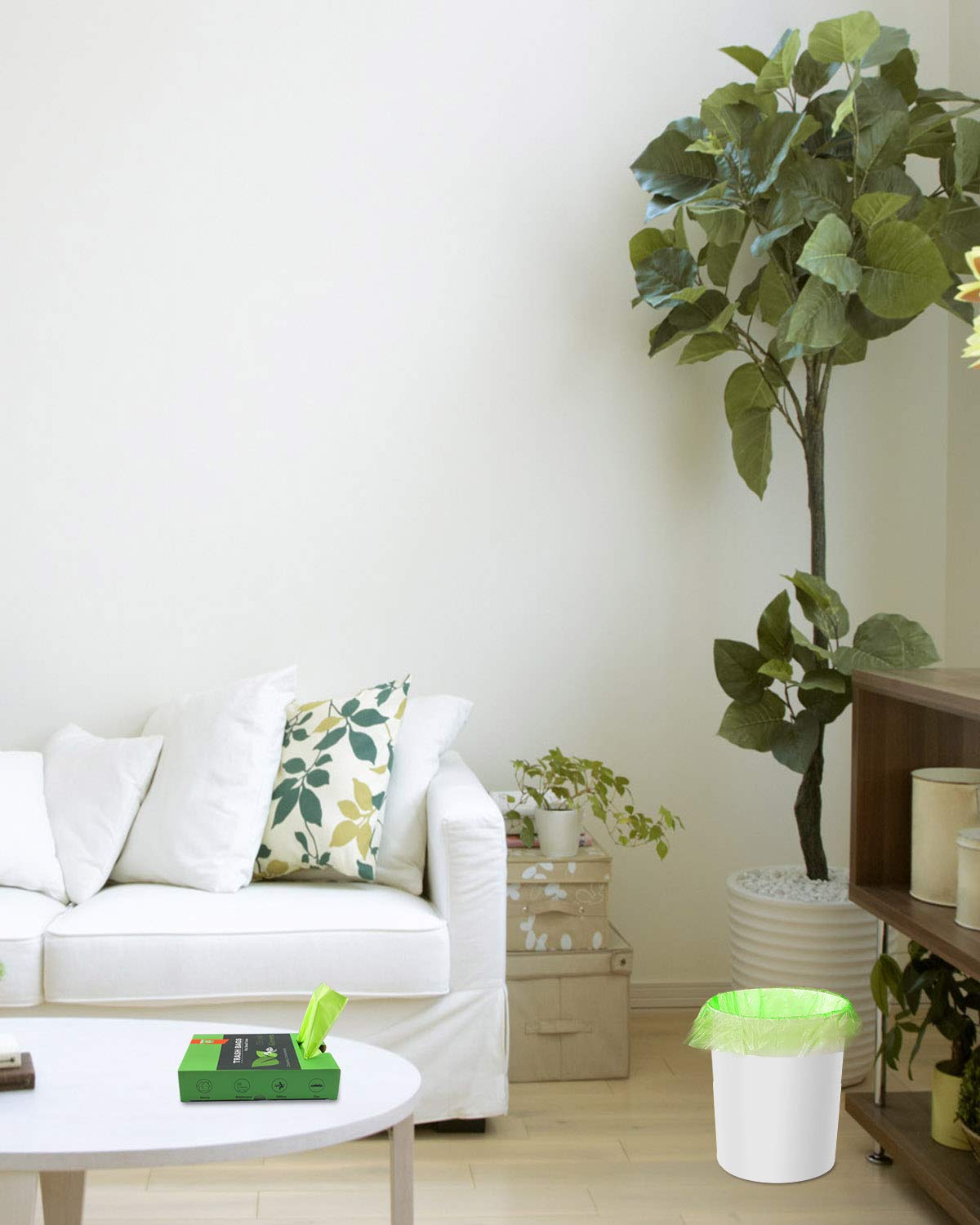 Biodegradable Garbage Bags,4-6 Gallon Small Trash Bags,100 Counts Small Garbage Bags Leak Proof Compostable Bags Wastebasket Liners for Office,Home,Bathroom,Bedroom,Car,Kitchen,Pet(Green+Black)