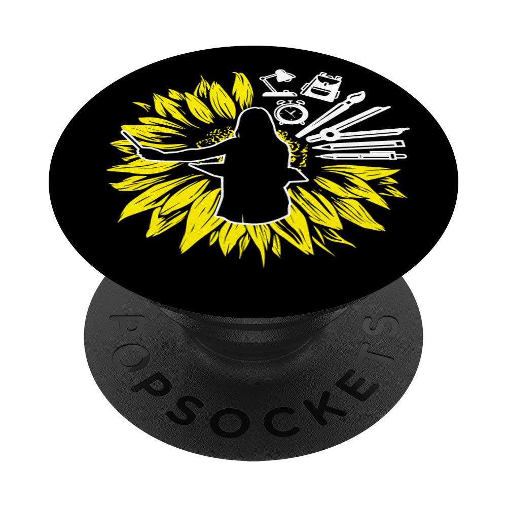 Teacher Sunflower Floral Flower Inspirational Teaching Gifts PopSockets Grip and Stand for Phones and Tablets