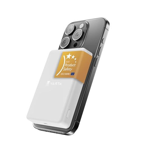 Batería Externa 5.000mAh, Power Bank inalámbrico magnético, mag Pro, Wireless, 7,5W, Cargador con USB Tipo C, Compatible con MagSafe y Qi Standard (iPhones y Android), Blanco