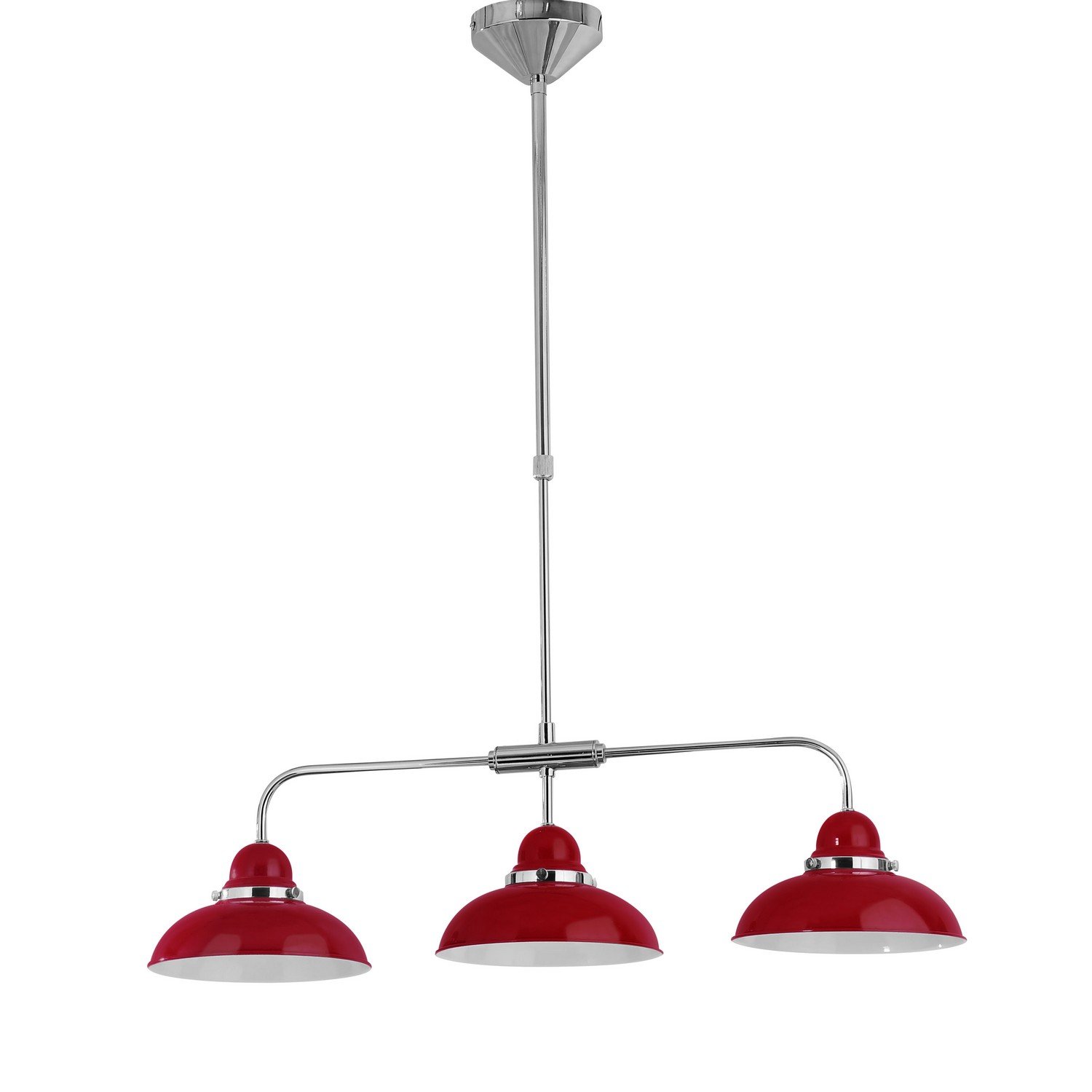 Premier Housewares 3 Light Chrome Ceiling Pendant - Red