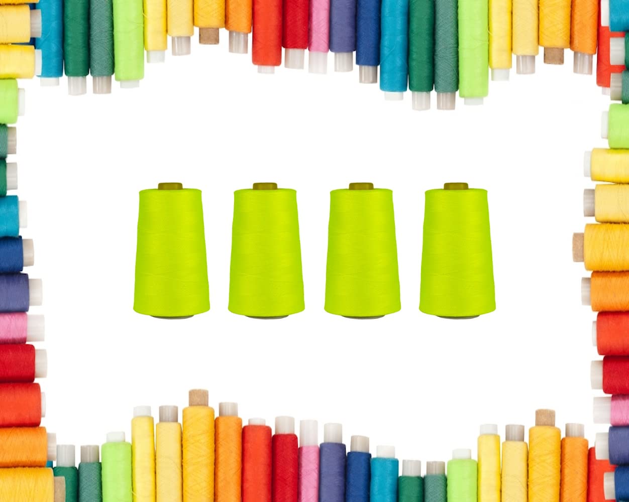 Rohans Overlock Yarn 40/2 (120), 5000 Yards (4570 Meters) Sewing Thread Cones, Sewing Machine Multi Colour Yarn Cones, 100% Polyester Material (FLU Yellow 4)