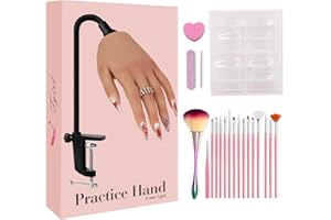 TGIRL Nail Pratice Training Hand for Acrylic Nails with Stand Bracket,Soft Silicone Maniquin Hand, Flexible Bendable Nail Practice Fake Hand for Nails Art Practice Tool