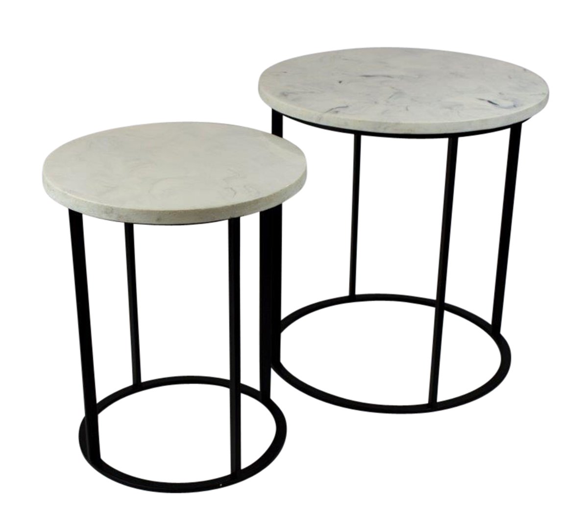Sagebrook Home 12412 Faux Marble & Metal Side Tables,Black