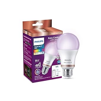 Philips Smart Wi-Fi LED Bulb E27 9-Watt WiZ Connected (16 Million Colors + Warm White