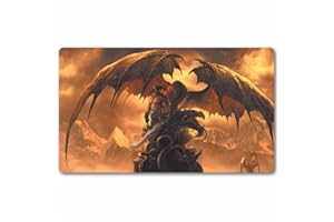 bozzhen Tcg Playmat Board Game Trading Card Tabletop Pad MTG for Games Smooth Cloth Surface Rubber Base with Stitched Edges Original Art Designs 24X14inch-dragon warrior