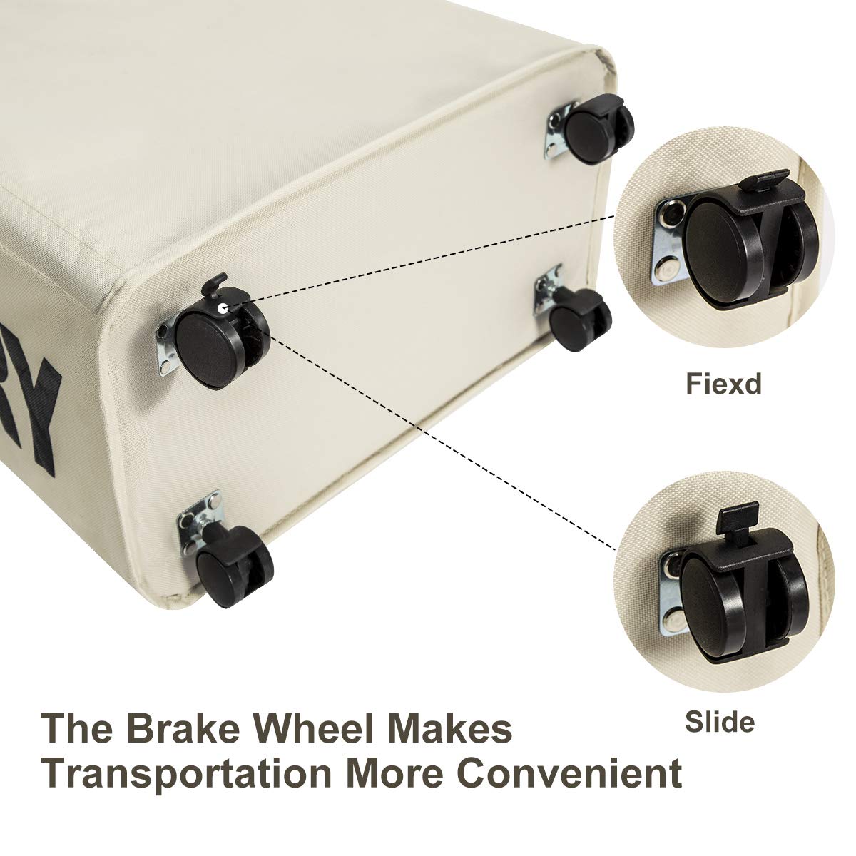 WOWLIVE Slim Laundry Basket Hamper on Wheels Collapsible Rolling Foldable Laundry Bin 44L（Beige）