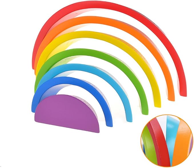 Blocchi Arcobaleno In Legno - 10 Pezzi Colorati Per Giochi Educativi E Costruzioni