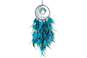 SOYUZU Blue Feather Dream Catcher Crystal Stone Dream Catcher for Bedroom Tree of Life Dream Catchers Handmade Dreamcatcher for Wall Hanging Home Decor