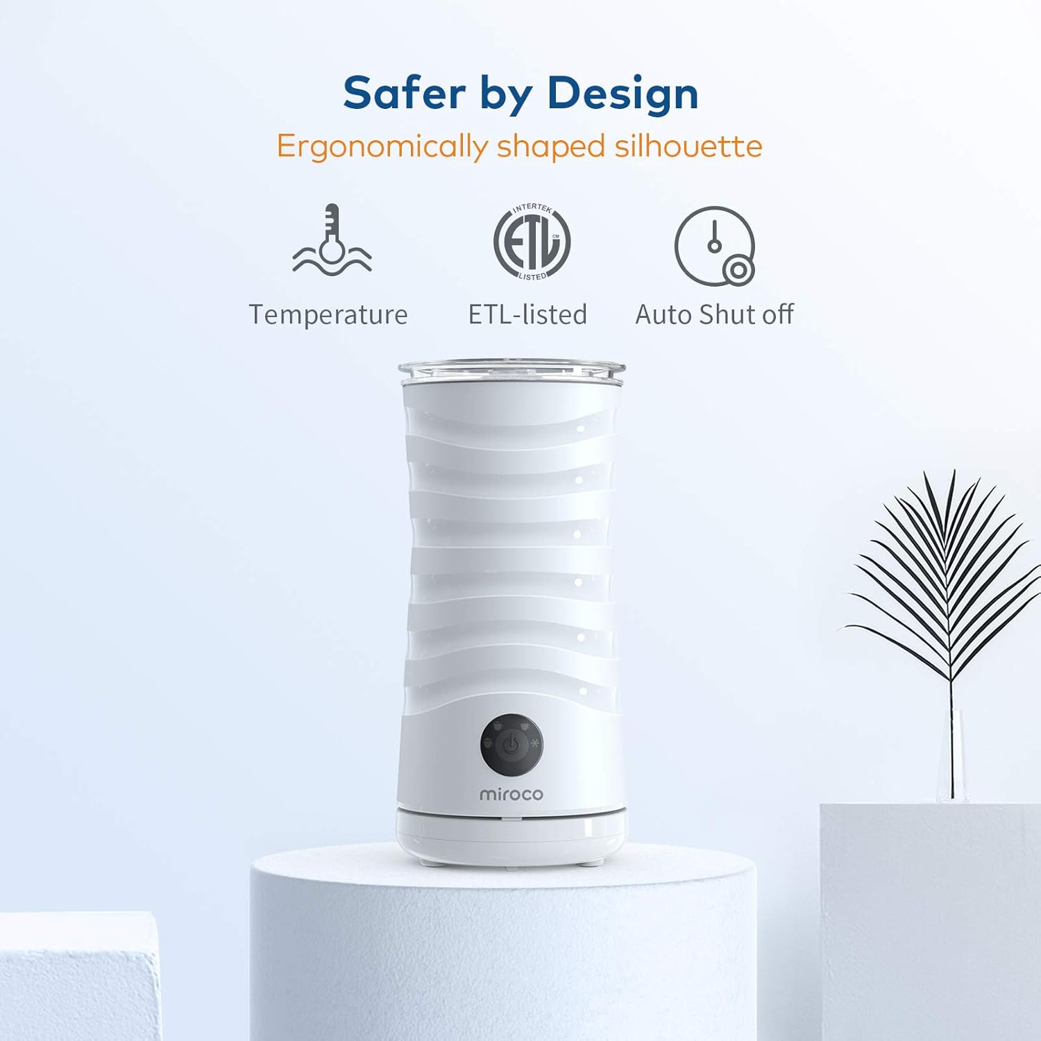 Milk Frother Miroco Electric Milk Steamer Automatic Soft Foam Maker Cold Hot Milk Warmer Silent Operation for Cappuccino, Latte, Coffee White: Kitchen & Dining
