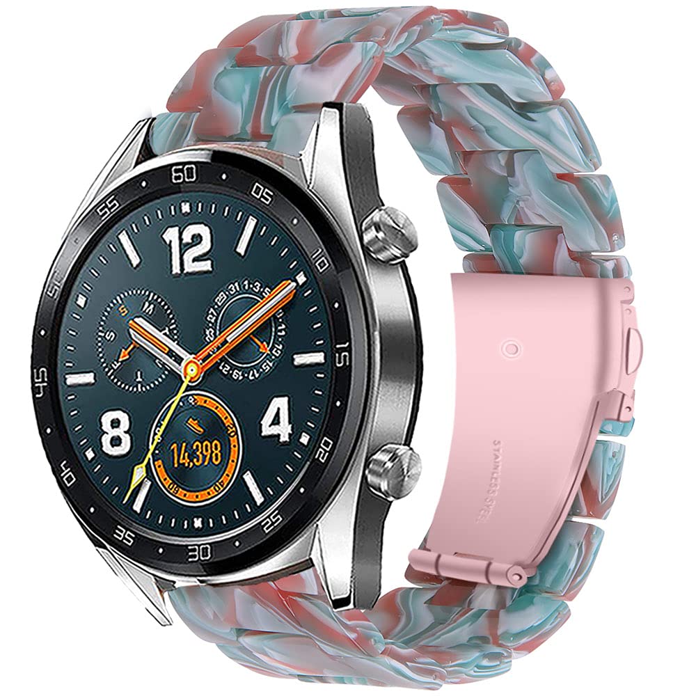 Miimall Resin Strap Compatible with Samsung Galaxy watch 46mm, 22mm Waterproof and Light weight Band with Stainless Steel Buckle Strap for Gear S3 Frontier/Classic (Jade Red)
