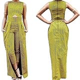 shekiss Women's Sleeveless Print Sexy Stretch Party Bodycon Club Dress With Pants