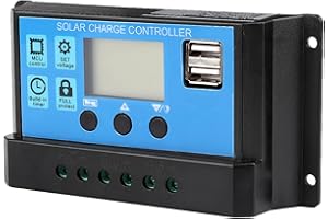SUUONEE Solar Charge Controller, 60A/50A/40A/30A/20A/10A 12V 24V Auto Solar Charge Controller PWM Controller (40A)