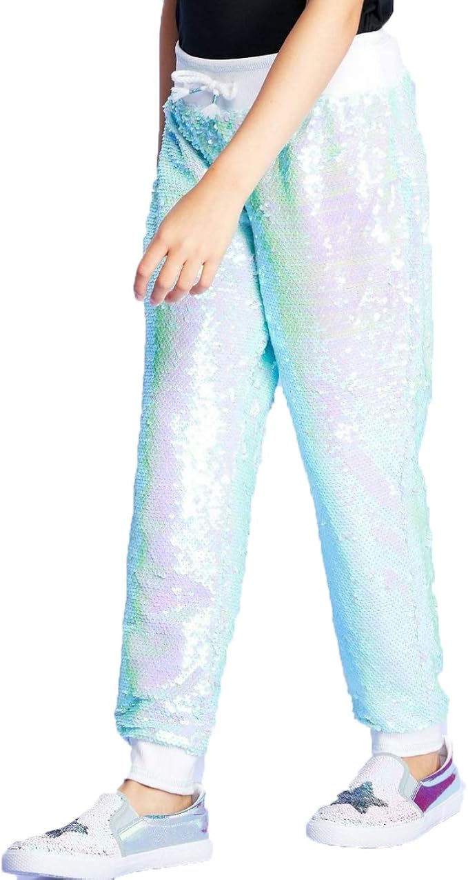 Amazon.com: More Than Magic Girls' Allover Iridescent Sequin Jogger Pants - Mint Green - (X 