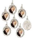 Religious Wear Silver Tone Small Pendant - Devotional Medals with Assorted Images of Saints, Mary and Jesus. Favors, Keepsake, for Prayer, Faith & Daily Reflection, Pack of 6
