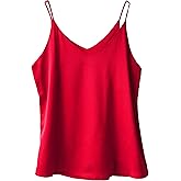 Wantschun Womens Silk Satin Camisole Cami Plain Strappy Vest Top T-Shirt Blouse Tank Shirt V-Neck Spaghetti Strap XS-4X