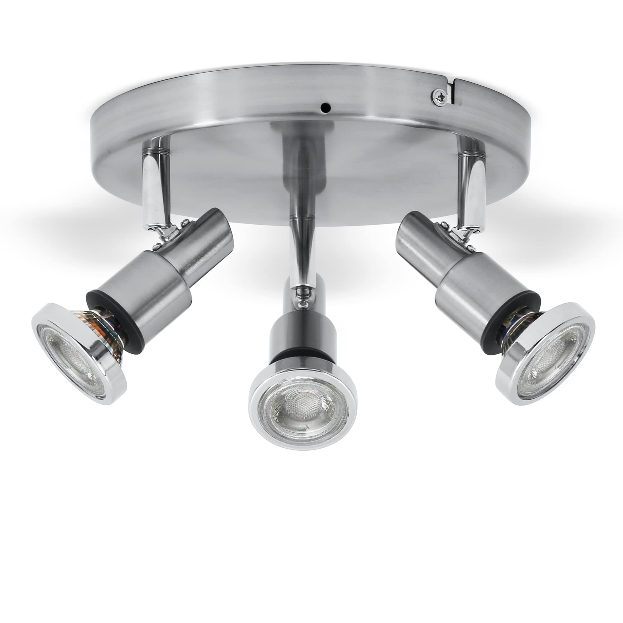 B.K.Licht LED Bathroom Ceiling Light, IP44 Splash Water Proof, 5W LED GU10 Bulbs Included, Warm White 3000K, rotatable and swiveling Spots, Modern Ceiling Light Fitting, Ø 8,2 in, 230V